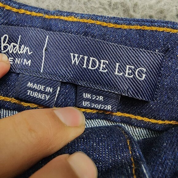 Boden Jeans Womens 22 Dark Wash Stretch High Rise Wide Leg Crop *NWT* - Picture 5 of 16